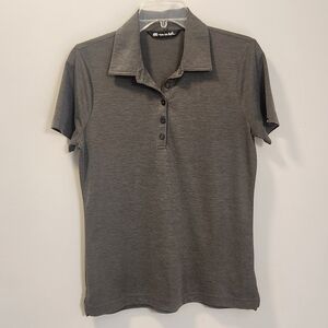 Travis Mathew Women's Oceanside Heather  Polo Size M Gray Athleisure Pima Cotton